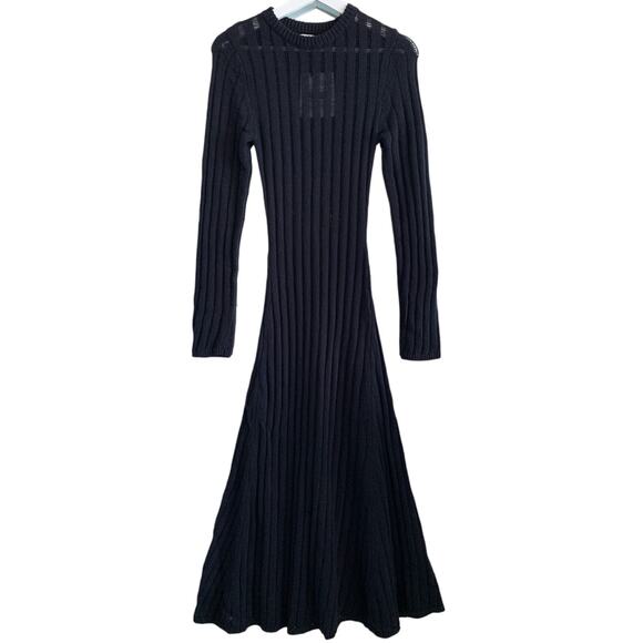 DISSH Stevie Dress Black Rib Stretch Knit Long Sleeve Maxi NWT Size XS - Picture 4 of 7